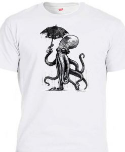 CTHULHU,Walking Octopus in the Rain Original Art, Classic White Tshirt