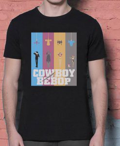 Cowboy Bebop With Spaceship Characters Minimalist Anime Inspired. Male And Female T-Shirt