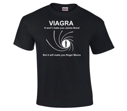 Funny Humorous James Bond Viagra Roger Moore T-shirt