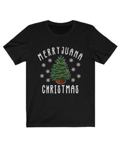 Merryjuana Christmas Marijuana THC Weed 420 Funny Tee Shirt Cannabis Blaze Joint Pot Pothead Stoner Christmas Ugly Party Gift