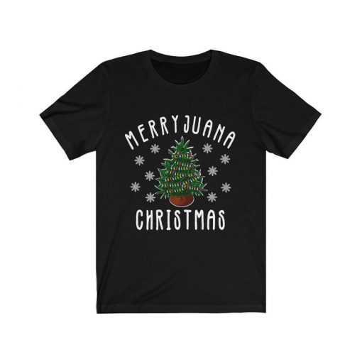 Merryjuana Christmas Marijuana THC Weed 420 Funny Tee Shirt Cannabis Blaze Joint Pot Pothead Stoner Christmas Ugly Party Gift