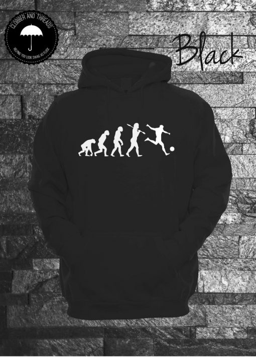 Soccer Evolution Of Man Hooded Sweatshirt Football Striker Shooting Goal Hoodie