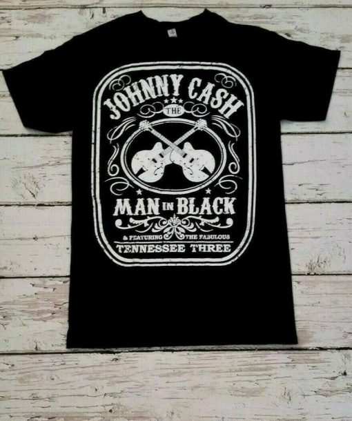 johnny cash man in black t-shirt