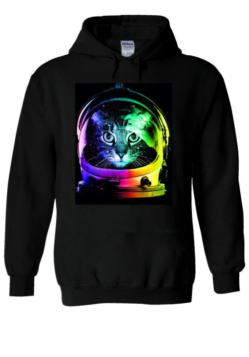 Astronaut Funny Cat In Space Colorful Hoodie