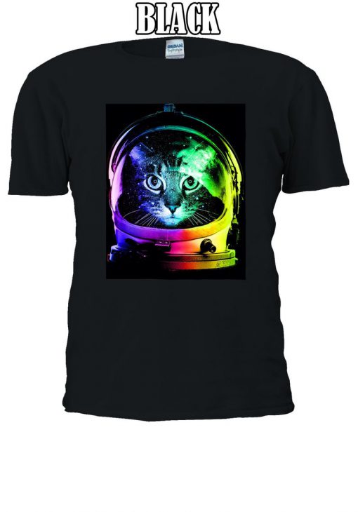 Astronaut Funny Cat In Space Colorful T-shirt