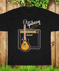 Gibson Les Paul T Shirt, Guitar With Amps Marshall Tee Shirt