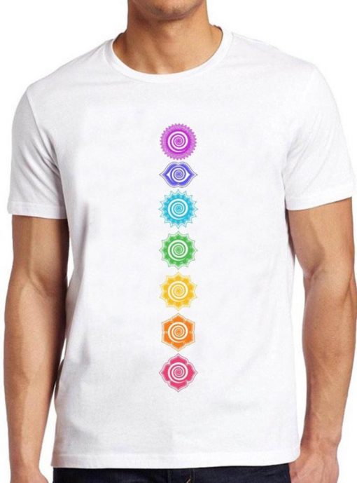 7 Chakras T Shirt Spiritual Meditation Zen Om Buddhism Energy Cool Gift Tee