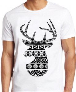 Aztec Deer T Shirt Vintage Stag Design Cool Gift Tee