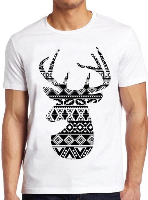 Aztec Deer T Shirt Vintage Stag Design Cool Gift Tee