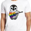 Baby Penguin T Shirt Playing Guitar Gay Pride LGBT Rainbow