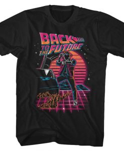 Back To The Future Synthwave Future Black Adult T-Shirt