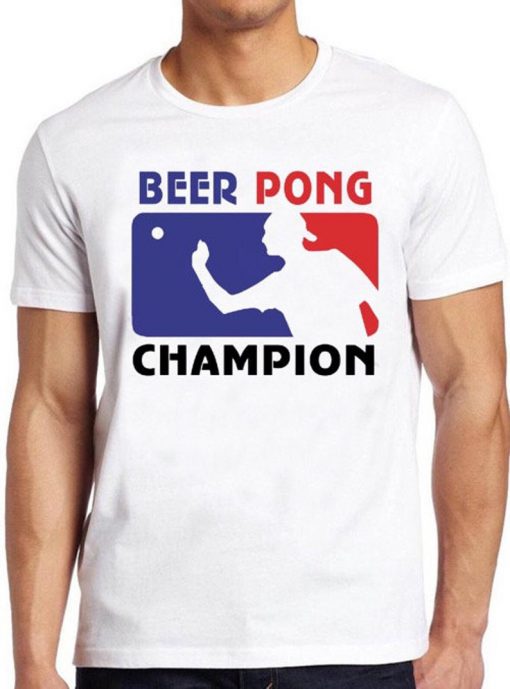 Beer Pong Champion T Shirt Funny Retro Pub Vintage Gift Tee