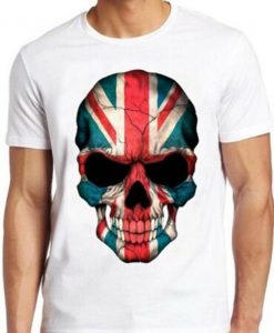 British Flag Skull T Shirt England UK Union Jack London Punk