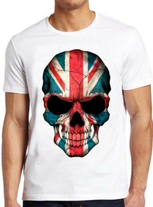 British Flag Skull T Shirt England UK Union Jack London Punk