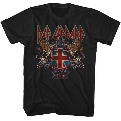 Def Leppard Def Lep Crest Black Adult T-Shirt