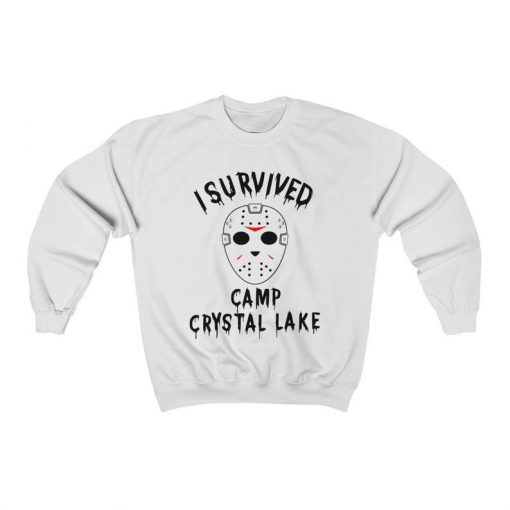 Horror Movie, Friday The 13th, I Survived Camp Crystal Lake, Jason Voorhees, Nightmare On Elm Street, Michael Myers, Halloween Sweatshirt