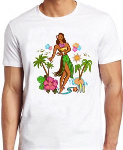 Hula Girl T Shirt Hawaiian Surfing Sailing Nautical Aloha