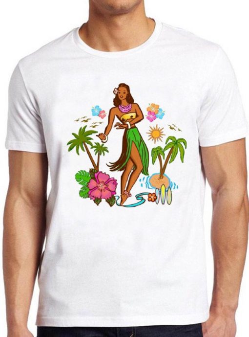 Hula Girl T Shirt Hawaiian Surfing Sailing Nautical Aloha