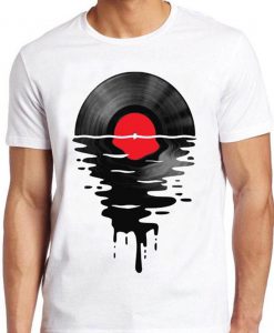 Melting Vinly T Shirt Dripping Cool Record DJ Music Vintage Gift Tee