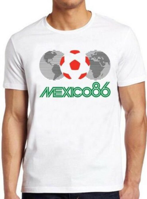 Mexico 86 T Shirt Logo 80s Football Retro World Cup Maradona Cool Gift Tee