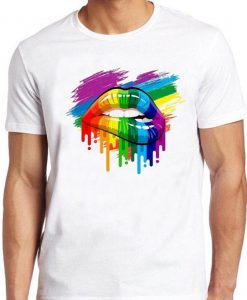 Rainbow Pride T Shirt Lips Lgbt Proud Gay Soho London Art Retro