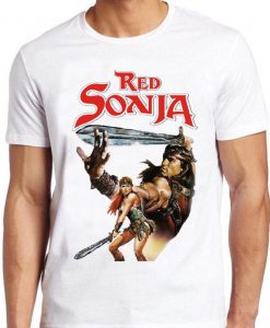 Red Sonja T Shirt Schwarzenegger 80s Movie Film Conan Vintage Gift Tee