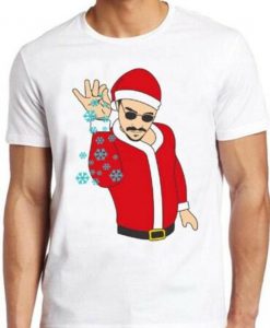 Salt Bae Santa T Shirt Funny Butcher Steak Snow Flakes Vintage