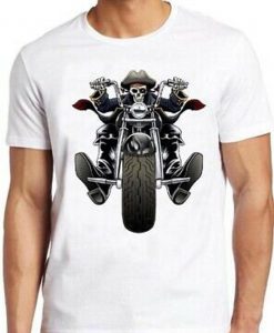 Skull Biker T Shirt Pirate Harley Motorbike Ride Bike Vintage