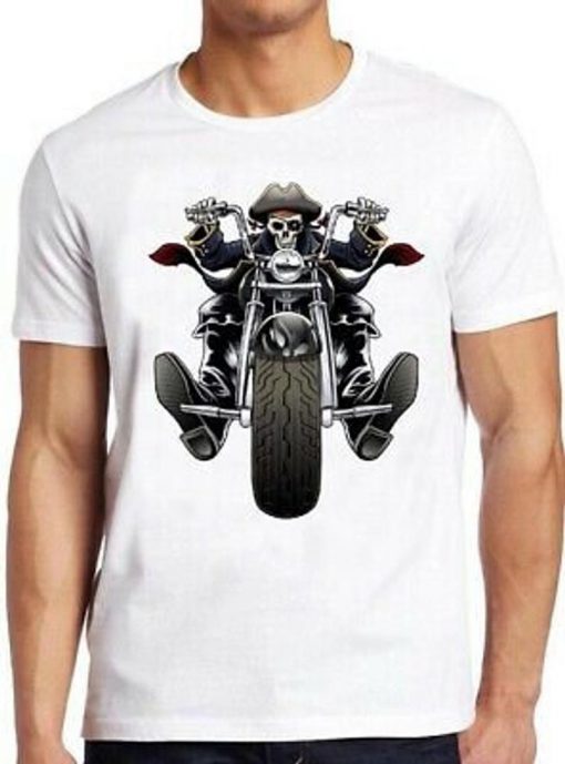 Skull Biker T Shirt Pirate Harley Motorbike Ride Bike Vintage