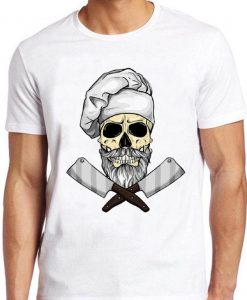 Skull Chef T Shirt Funny Butcher Cooking Saying Grill Gift Vintage