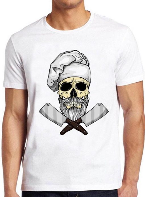 Skull Chef T Shirt Funny Butcher Cooking Saying Grill Gift Vintage