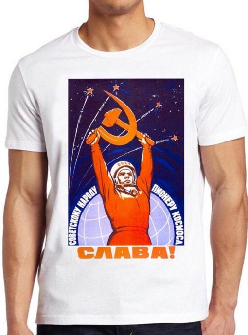 Soviet Astronaut T Shirt USSR Propaganda Space Retro