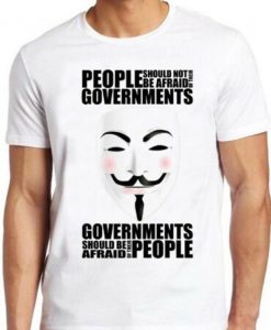 V For Vendetta T Shirt Anonymous Mask Government