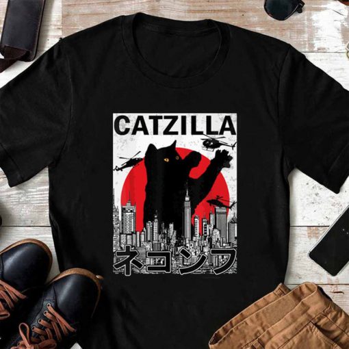 Catzilla Vintage Japanese Cat Kitten Lover Shirt,Cat Lover Unisex Trending tshirt