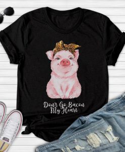 Don't Go Bacon My Heart Valentines Day Pig with Glasses Pig with Bubblegum Leopard Bandana, Unisex T-Shirt