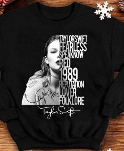 Fans Gift Taylor Swift Albums Fearless Speak Now Red 1989 Reputation Lover Folklore Signature Unisex Sweatshirt