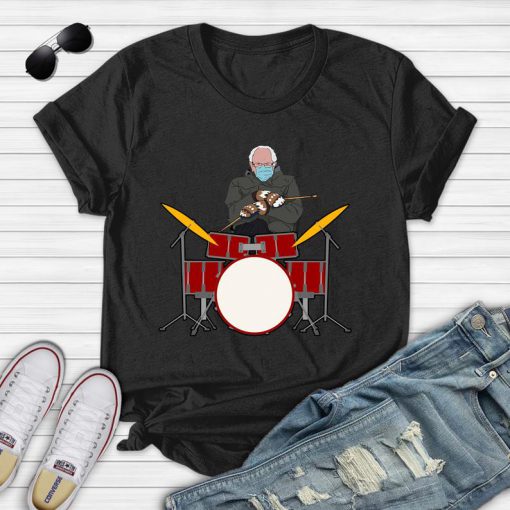 Funny Bernie Sanders Drum Mittens Sitting Inauguration Meme T-Shirt