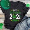 Happy St Patricks Day 2021 Irish Shamrock Face Mask Funny Quarantine St Patricks Day T-shirt