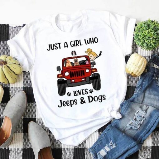 Just A Girl Who Loves Jeeps and Dogs Unisex Trending Tshirt