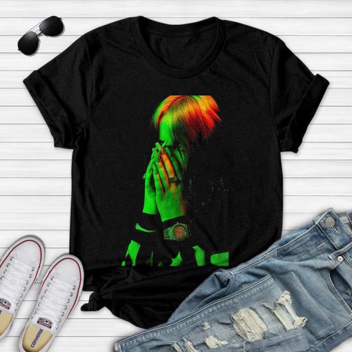 Official Hand Face Photo Black T-Shirt Green Photo TShirt Safety Sexual Shirt Female High-Tee Rock and Roll-T SHirt