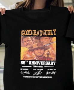 Official The Good The Bad The Ugly Clint Eastwood 55th Anniversary 1966 2021 Signatures tshirt