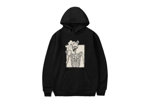 Skeleton Drinking Coffee Hoodie