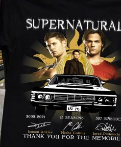 Supernatural 15 seasons 327 episodes anniversary Thank you for the memories Unisex tshirt