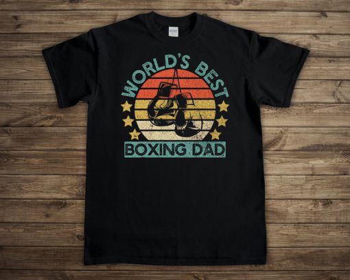 World's Best Boxing Dad T-shirt for Men, Vintage Funny Boxer Father's Day Gift Tshirt, Boxing Gloves Graphic Tee Shirt