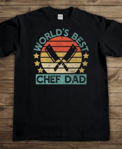 World's Best Chef Dad T-shirt for Men, Vintage Funny Cooking Lover Father's Day Gift Tshirt, Chef Knives Graphic Tee Shirt