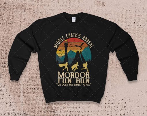 Middle Earth's Annual Mordor Fun Run One Does Not Simply Walk unisex crewneck Sweatshirt