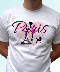 Paris moda white t shirt top France flag Unisex