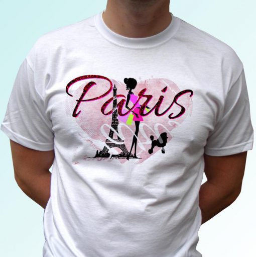 Paris moda white t shirt top France flag Unisex