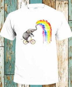 Rainbow Spraying Elephant T-Shirt Cartoon Animal Pride LGBT Proud Gay Soho London Art Retro Unisex