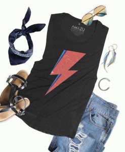 Womens David Bowie Lighting Bolt Rocker Tank top